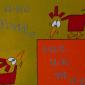 Une poule sur un mur 